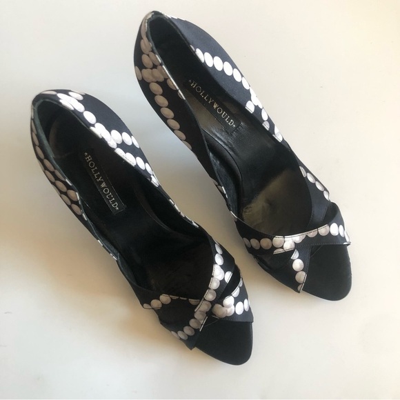 Vintage Hollywould Satin Peep Toe Pumps - Picture 4 of 16